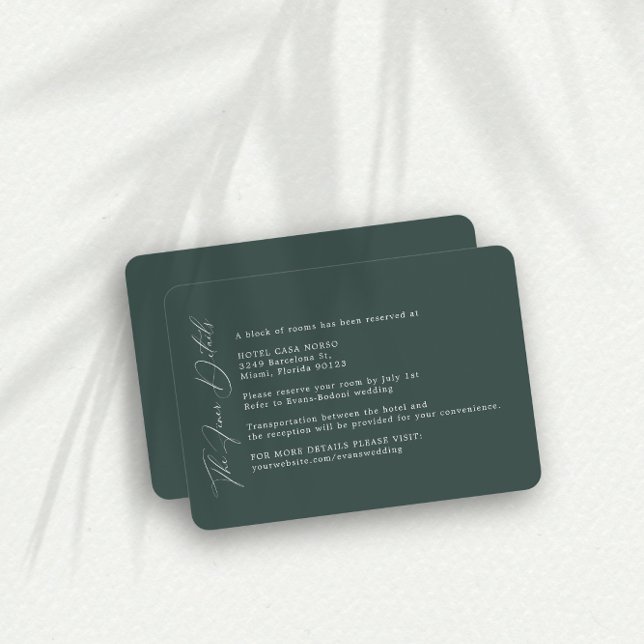 Tarjeta De Recepción Detalles del Boda verde oscuro sencillo (Subido por el creador)