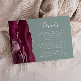 Tarjeta De Recepción Detalles del Boda verde sabio de la hierba de plat