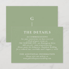 Tarjeta De Recepción Detalles del Boda verde sabio moderno