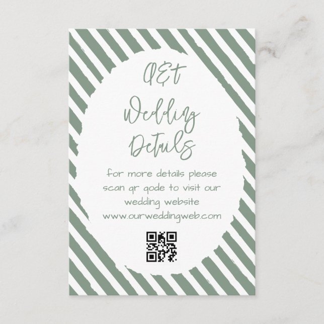 Tarjeta De Recepción Detalles del Boda verde simple (Anverso)