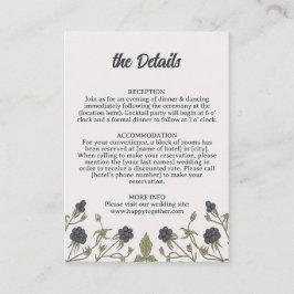 Tarjeta De Recepción Detalles del Boda Vintage Autumn Blackberries