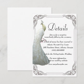 Tarjeta De Recepción Detalles del Boda White Peacock
