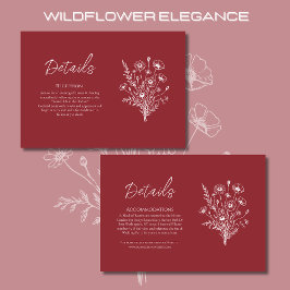 Tarjeta De Recepción Detalles del Boda Wildflower Elegance-