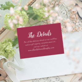 Tarjeta De Recepción Detalles del Boda Wine Red Simple Style