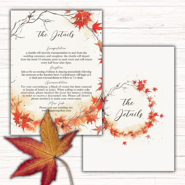 Tarjeta De Recepción Detalles del Boda Wreath de cascada de caída (Subido por el creador)