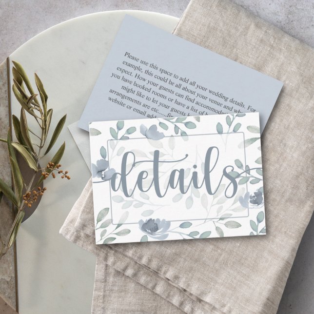 Tarjeta De Recepción Detalles del Boho Eucalyptus Floral Dusty Blue Bod (Subido por el creador)