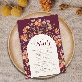 Tarjeta De Recepción Detalles del Boho Fall Rustic Floral Arch Boda