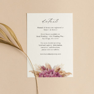 Tarjeta De Recepción Detalles del Boho morado floral 2