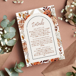 Tarjeta De Recepción Detalles del Boho Neutral Watercolor Pampas Boda