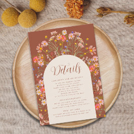 Tarjeta De Recepción Detalles del Boho Rustic Wildflower Arch Boda