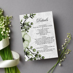 Tarjeta De Recepción Detalles del Boho Sage Green ruso