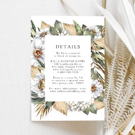 Tarjeta De Recepción Detalles del Boho White Floral & Greenery Boda