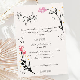 Tarjeta De Recepción Detalles del caprichoso Boda de flores silvestres 