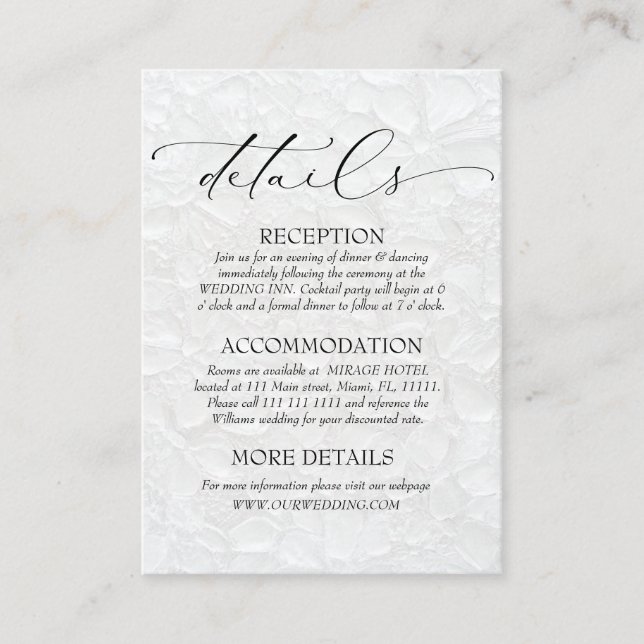 Tarjeta De Recepción Detalles del clásico blanco y negro (Anverso)