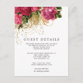 Tarjeta De Recepción Detalles del cliente Rosa Gold y Boda Rubor