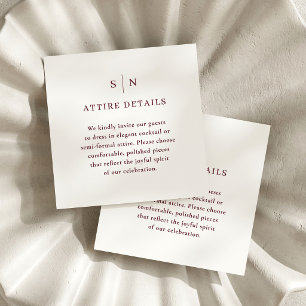 Tarjeta De Recepción Detalles del código de vestimenta de invitados de
