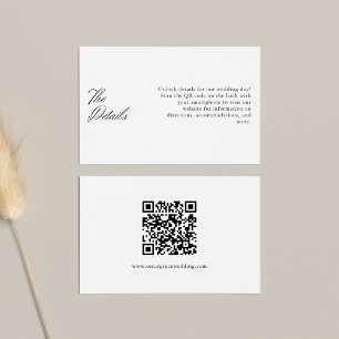 Tarjeta De Recepción Detalles del código QR de caligrafía Boda minimali
