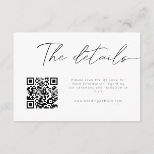 Tarjeta De Recepción Detalles del código QR de caligrafía moderna