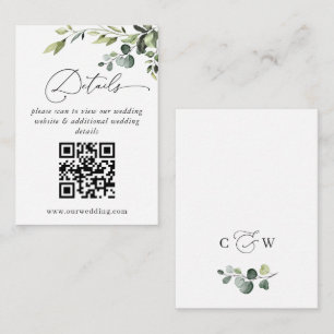 Tarjeta De Recepción Detalles del código QR de la boda de eucalipto sen