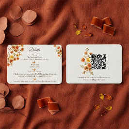 Tarjeta De Recepción Detalles del código QR de la boda de flores silves