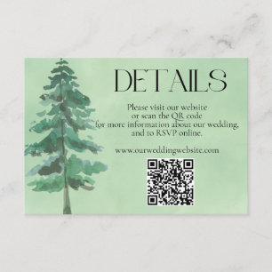 Tarjeta De Recepción Detalles del código QR de la boda del abeto con ac