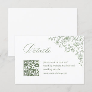 Tarjeta De Recepción Detalles del código QR de la boda verde esmeralda 