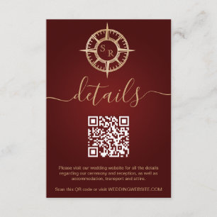 Tarjeta De Recepción Detalles del código QR de la compás de Passport de