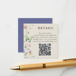 Tarjeta De Recepción Detalles del código QR de la flor silvestre elegan