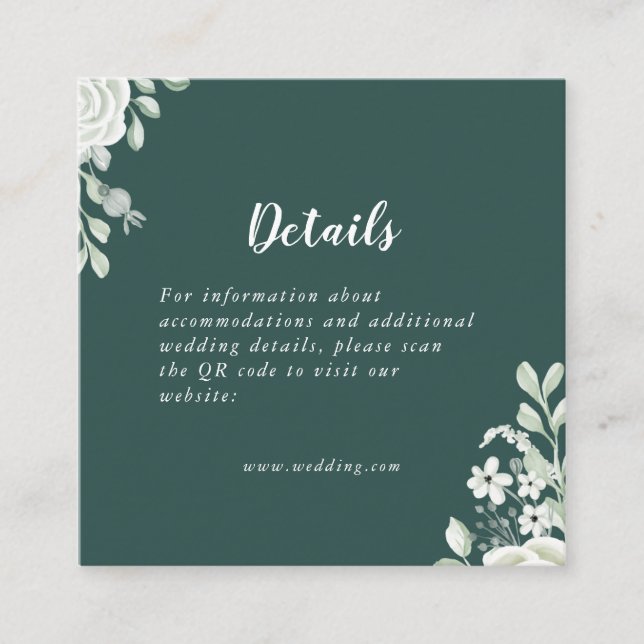 Tarjeta De Recepción Detalles del código QR de la hoja verde (Anverso)