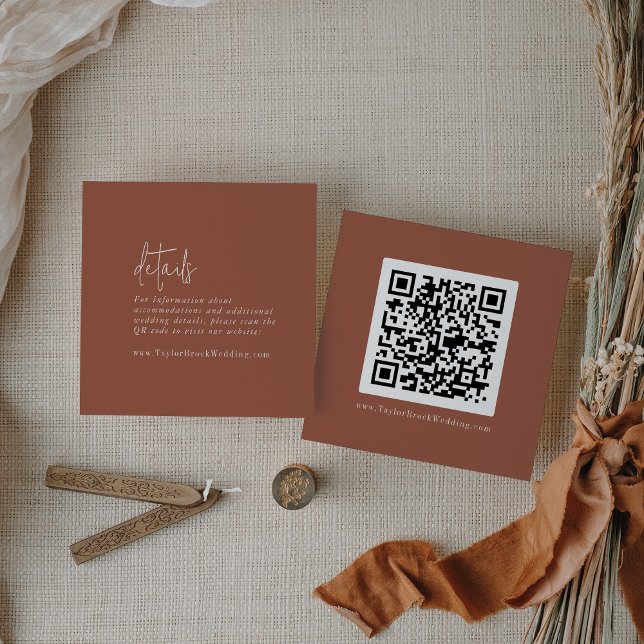 Tarjeta De Recepción Detalles del código QR de Moda moderna Terracotta  (Subido por el creador)