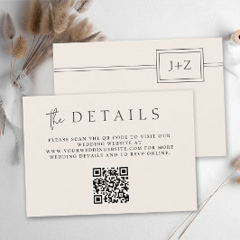Tarjeta De Recepción Detalles del código QR de monograma mínimo moderno