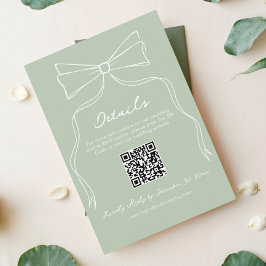 Tarjeta De Recepción Detalles del código QR de Quirky Sage Green Weddin