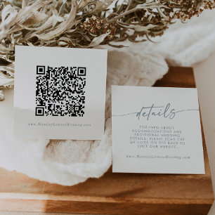 Tarjeta De Recepción Detalles del código QR del Boda azul de pizarra de