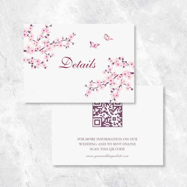 Tarjeta De Recepción Detalles del código QR del Boda blanco rosado de f (Subido por el creador)