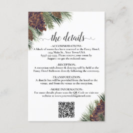 Tarjeta De Recepción Detalles del código QR del Boda de pineconas rusas