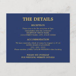 Tarjeta De Recepción Detalles del código QR del Boda Dorado Azul de la 