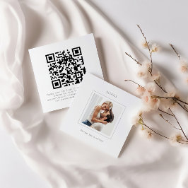 Tarjeta De Recepción Detalles del código QR del Boda fotográfico cuadra