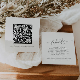 Tarjeta De Recepción Detalles del código QR del Boda gris plateado de l