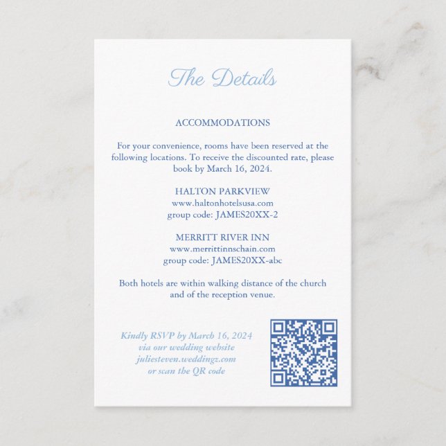 Tarjeta De Recepción Detalles del código QR del Boda náutico (Anverso)
