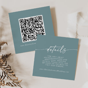 Tarjeta De Recepción Detalles del Código QR del Boda Verde azulado de l