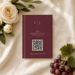 Tarjeta De Recepción Detalles del código QR del sitio web de boda Burgu