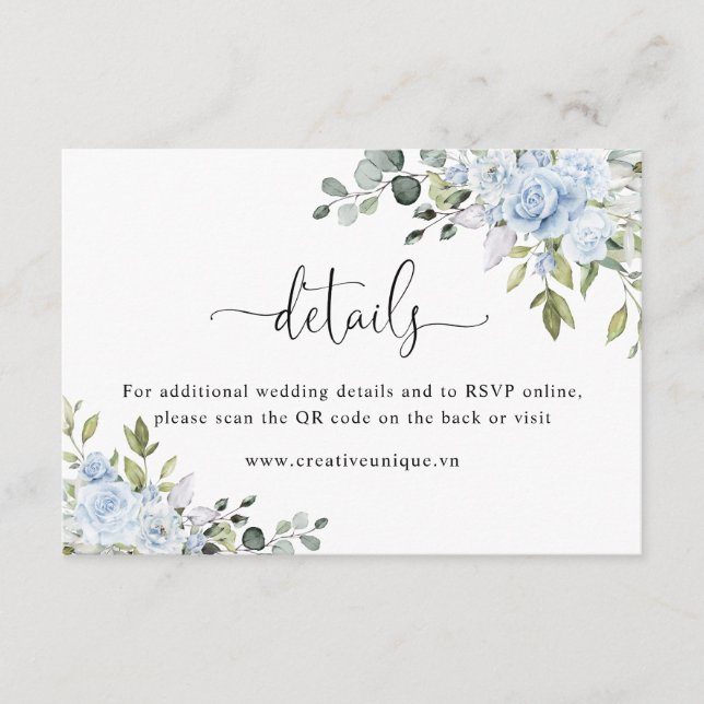 Tarjeta De Recepción Detalles del Código QR del Sitio Web de Botánica A (Anverso)