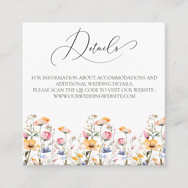 Tarjeta De Recepción Detalles del código QR para flores silvestres de l (Anverso)