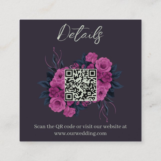 Tarjeta De Recepción Detalles del código QR para los amantes góticos de (Reverso)