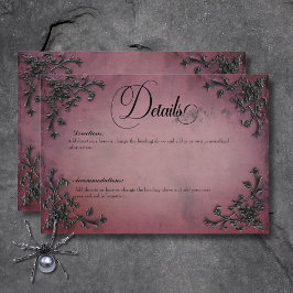 Tarjeta De Recepción Detalles del corazón gótico negro y borgoñés filig