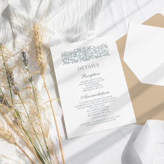 Tarjeta De Recepción Detalles del elegante Boda barroco azul turquesa (Subido por el creador)