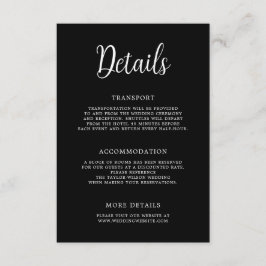 Tarjeta De Recepción Detalles del elegante Boda blanco negro que deja c