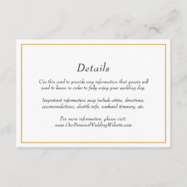 Tarjeta De Recepción Detalles del elegante Boda de borde dorado
