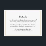Tarjeta De Recepción Detalles del elegante Boda de borde dorado<br><div class="desc">Elegante tarjeta de gabinete de detalles de boda con un falso borde dorado que rodea tus detalles en cursiva. Estas elegantes tarjetas de alojamiento proporcionan a sus huéspedes información importante sobre su día especial y son perfectas para un boda formal.</div>