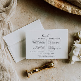 Tarjeta De Recepción Detalles del elegante Boda de caligrafía Minimalis